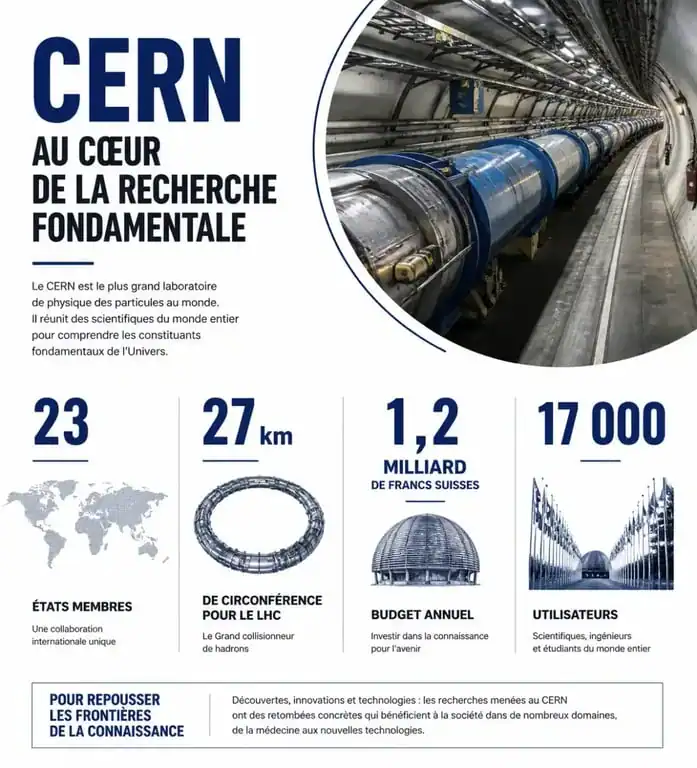 Infographie des chiffres clés de l'Organisation européenne pour la recherche nucléaire CERN
