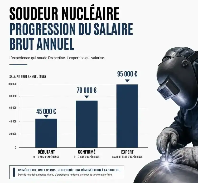 Graphique montrant l'évolution du salaire d'un soudeur nucléaire selon l'expérience