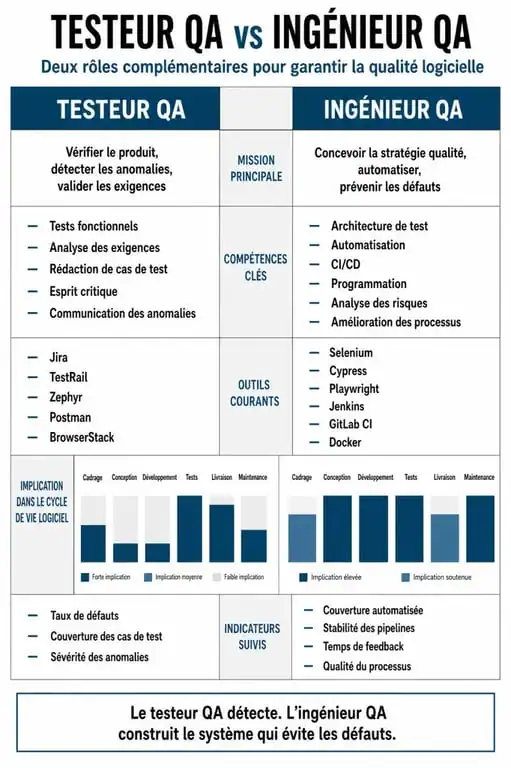 Comparatif des compétences et missions entre un testeur QA et un ingénieur QA