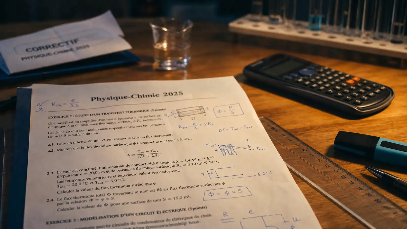 Bac physique chimie 2025 : sujets et corrigés avec difficulté des 3 exercices