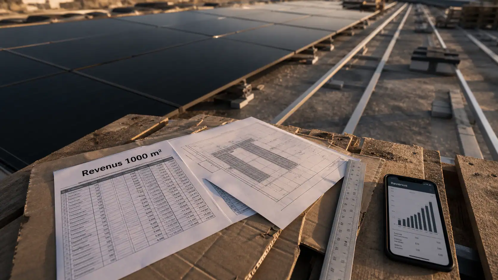 Combien rapporte 1000 m2 de panneau solaire : revenus et loyer