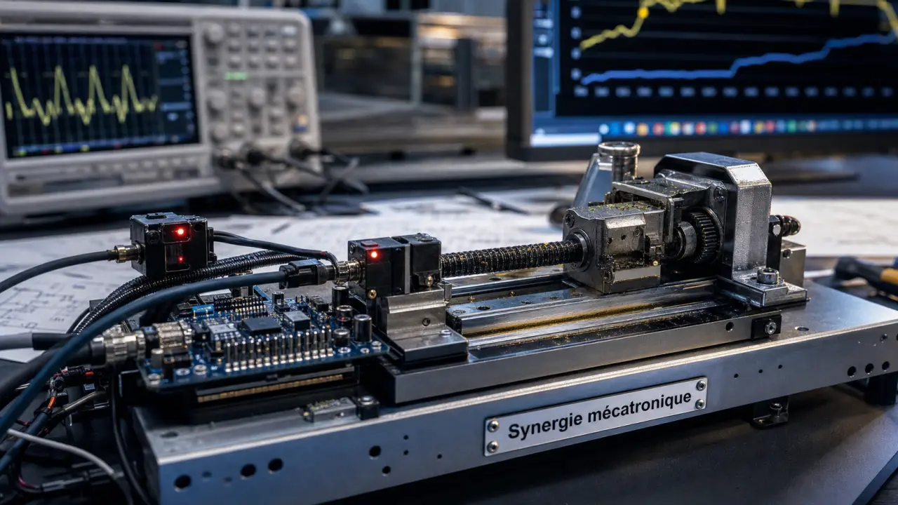 Mécatronique définition : capteurs, électronique et actionneur sur maquette