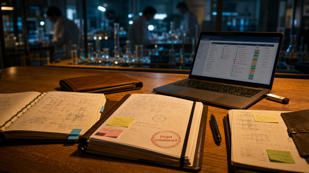 Projets collaboratifs : table de travail et tableau projet partagé