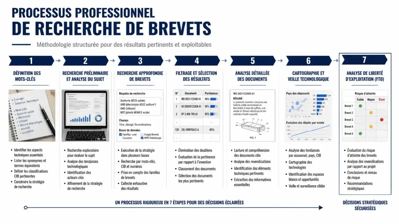 Processus structuré de recherche de brevets pour sécuriser l'innovation