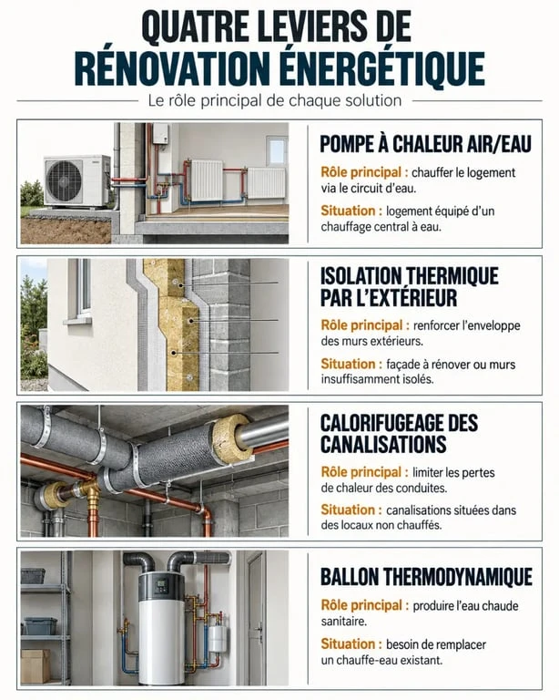Groupe Transition Énergétique : infographie des solutions de rénovation énergétique