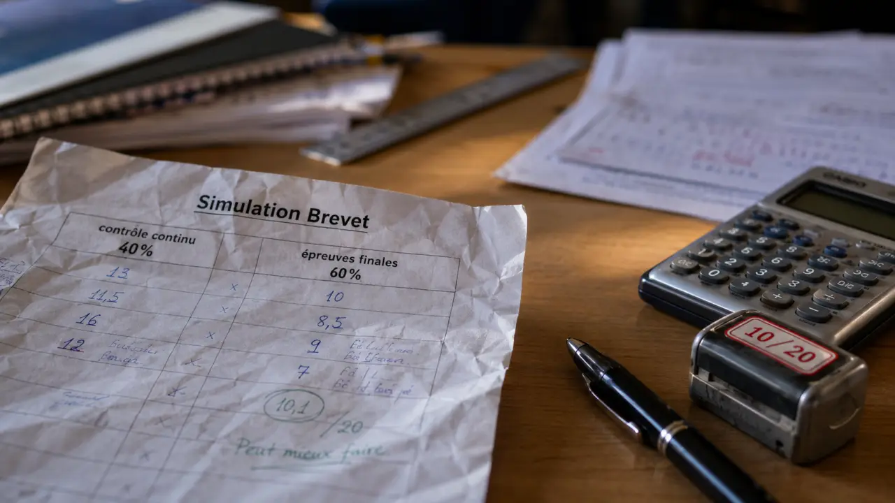 Points brevets : Simulation Brevet 10/20, contrôle continu 40% et épreuves finales 60%