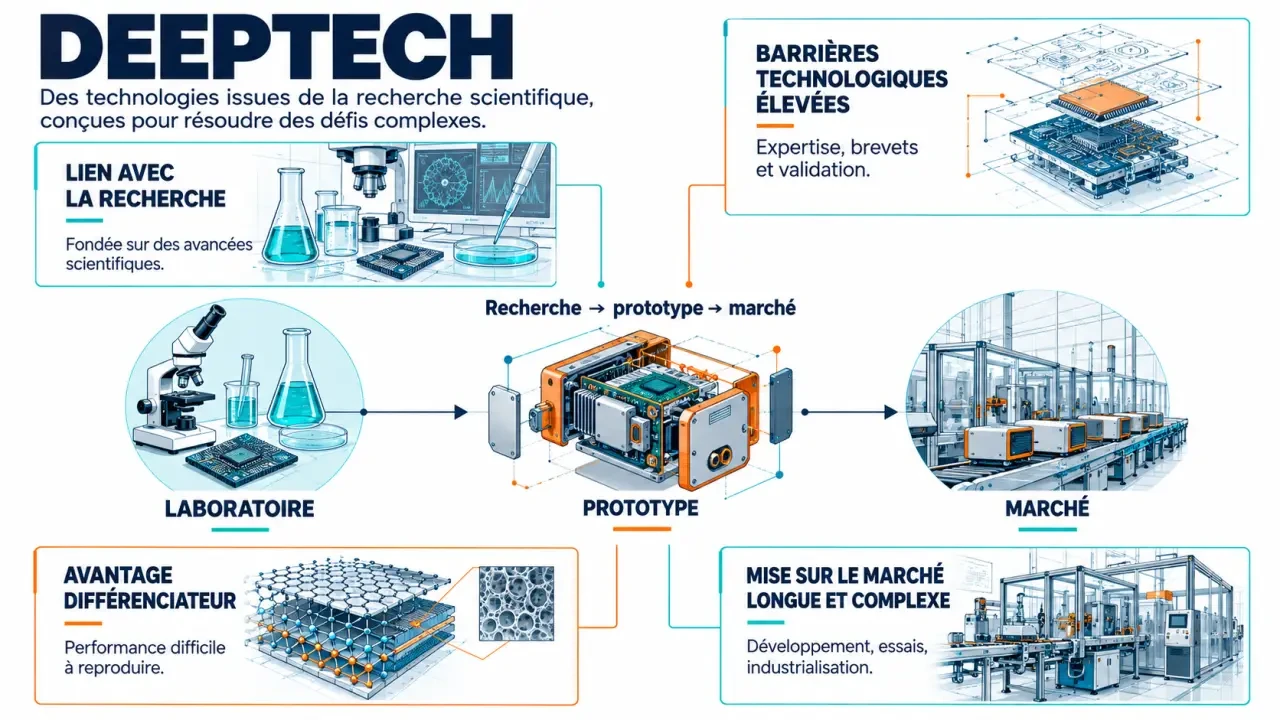 Infographie sur la deeptech définition et ses quatre critères fondamentaux