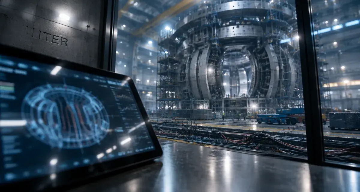 Projet ITER : tokamak en construction, écran de contrôle fusion